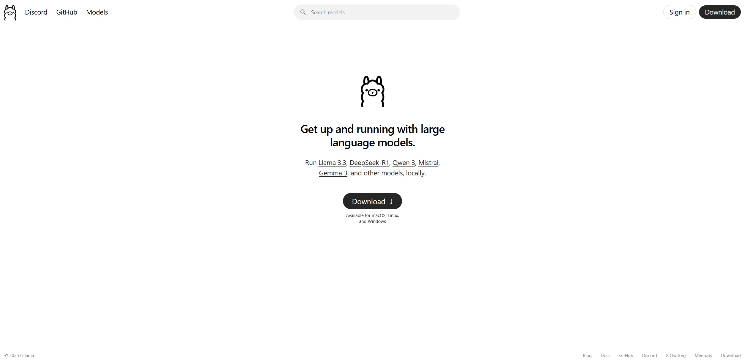 The Ollama homepage