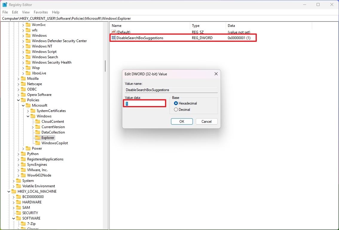 Windows Search disable web results