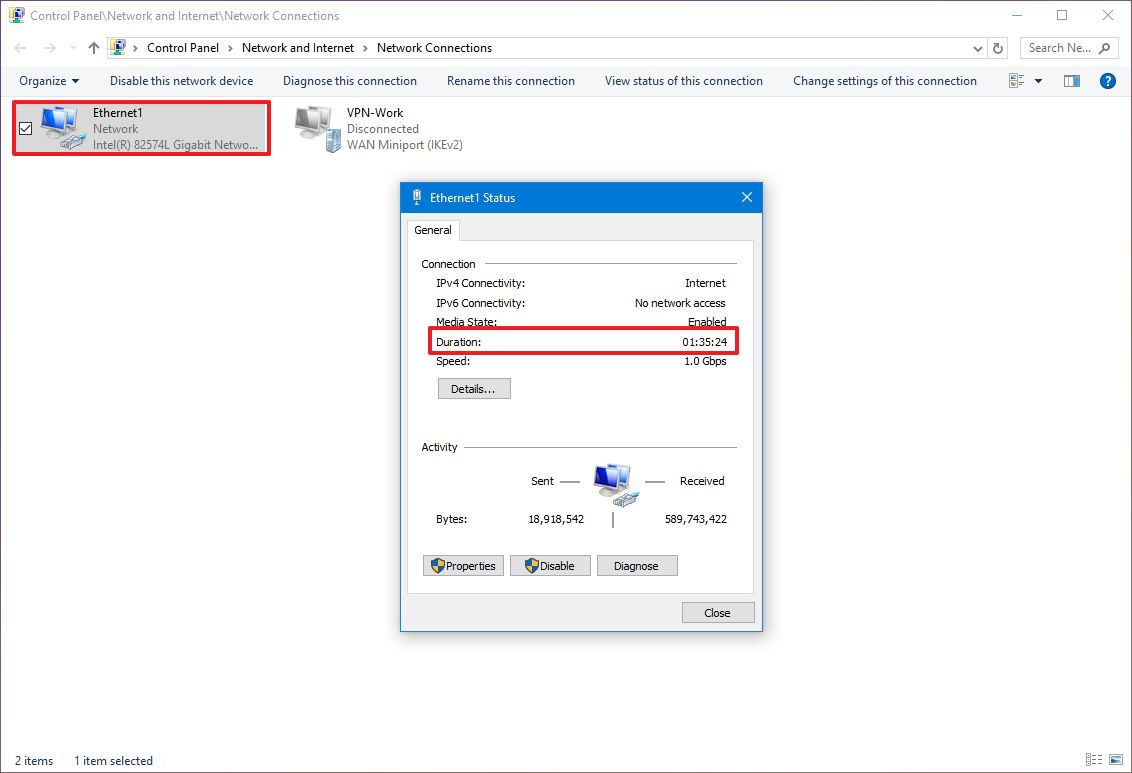 Network adapter uptime