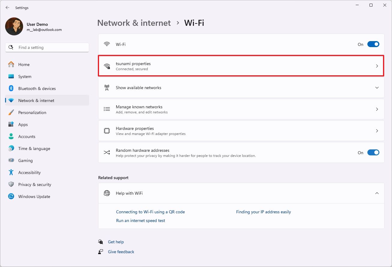 Wi-Fi active connection