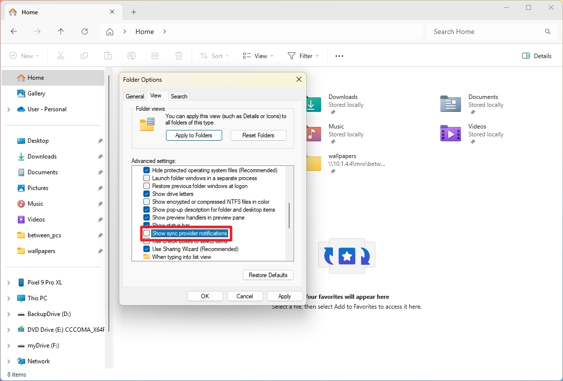 File Explorer disable ads