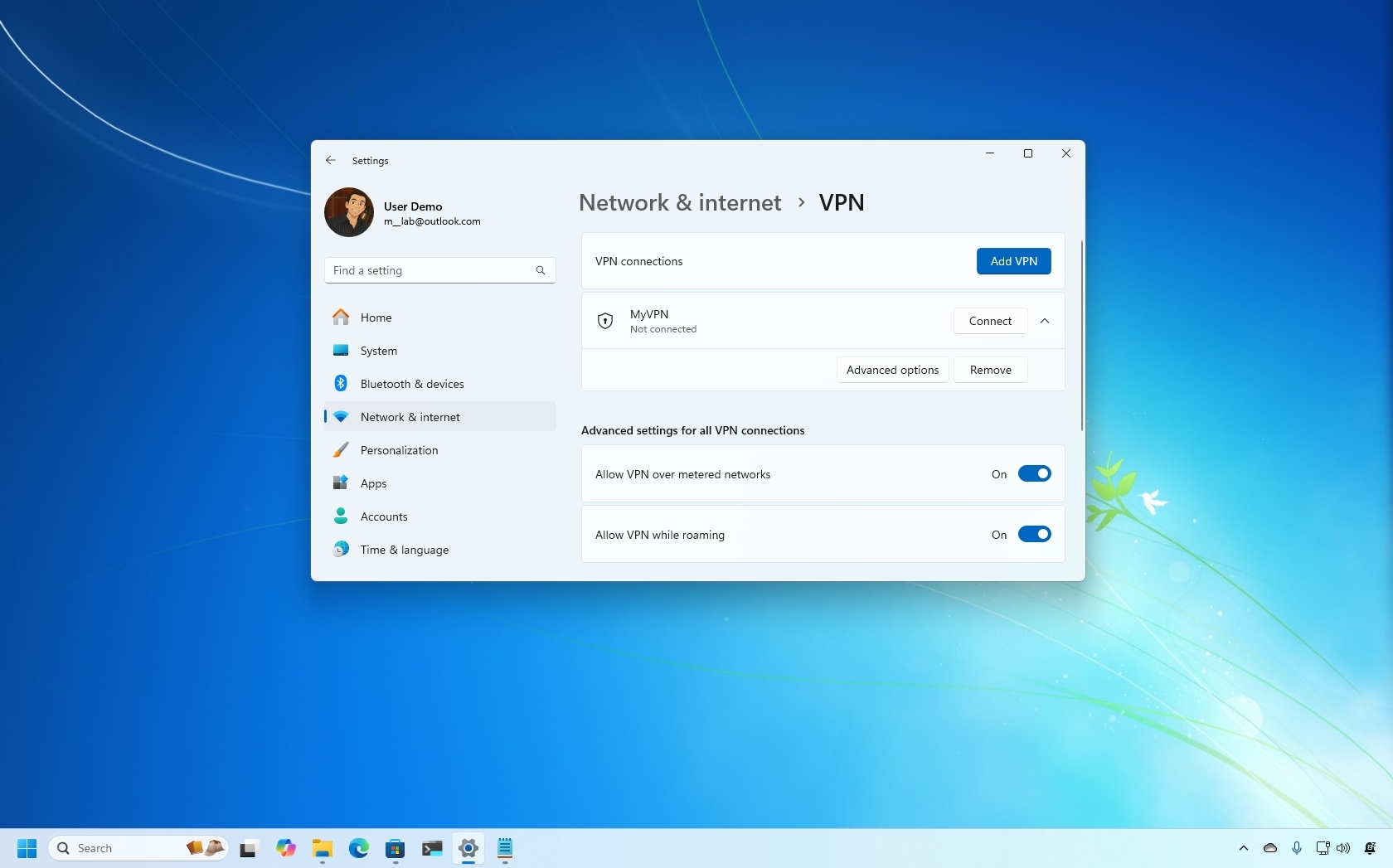 إعداد Windows-11 VPN