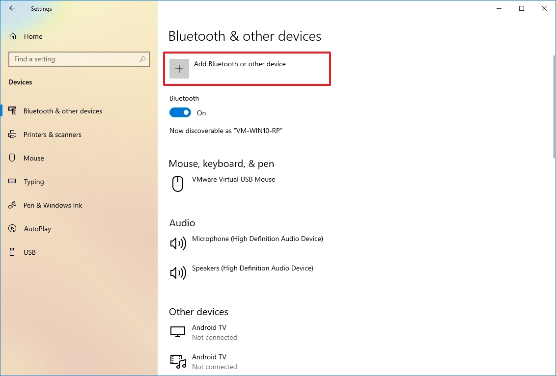 Add Bluetooth and other device option