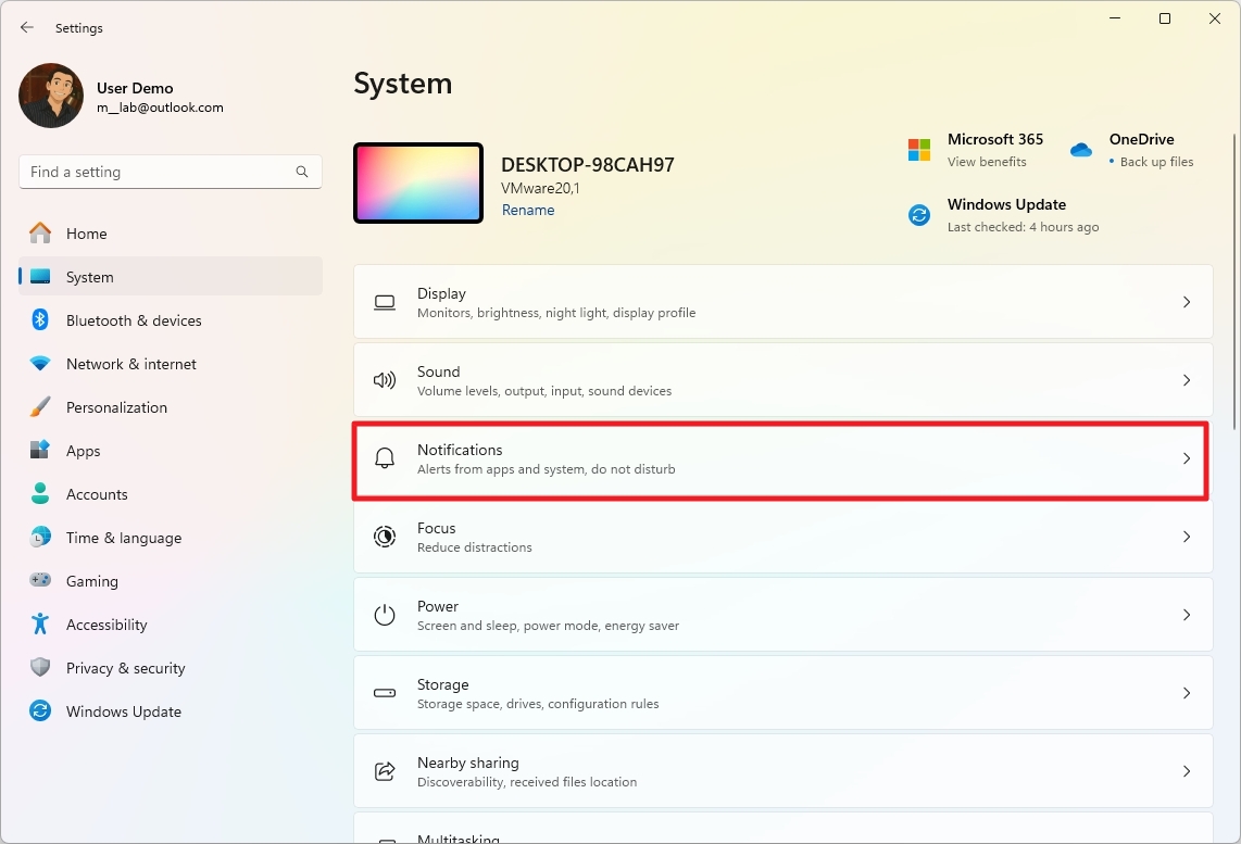 إعدادات الإشعارات