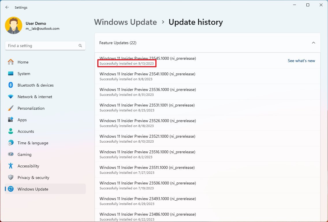 Windows update history error