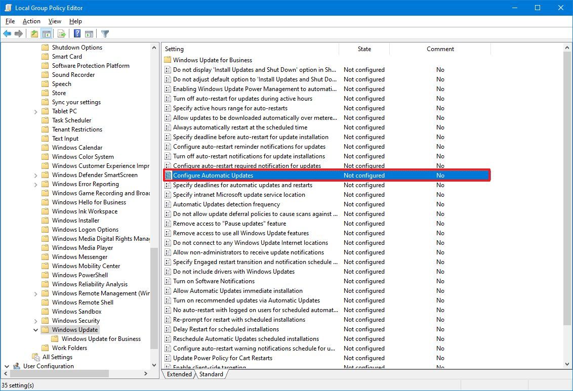 Configure Automatic Updates policy