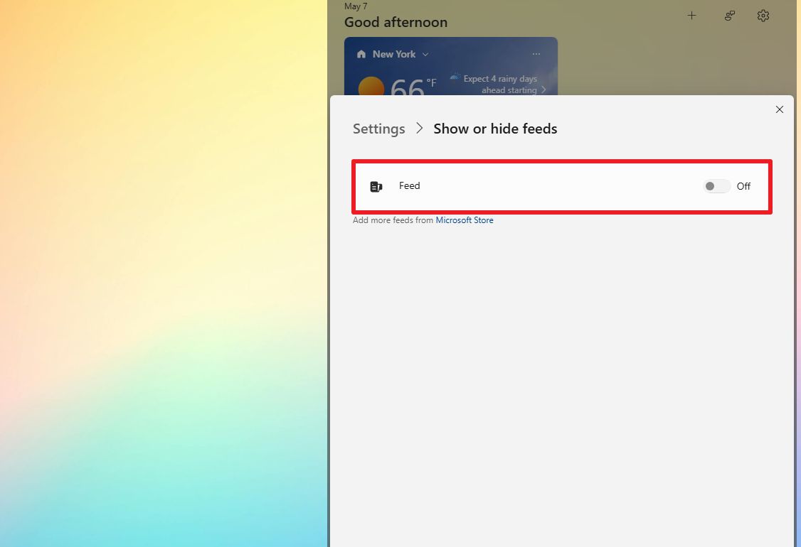 Widgets disable content