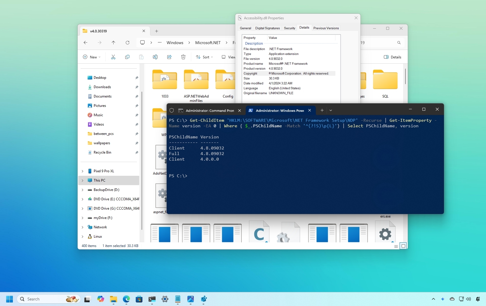 التحقق من إصدار .NET Framework