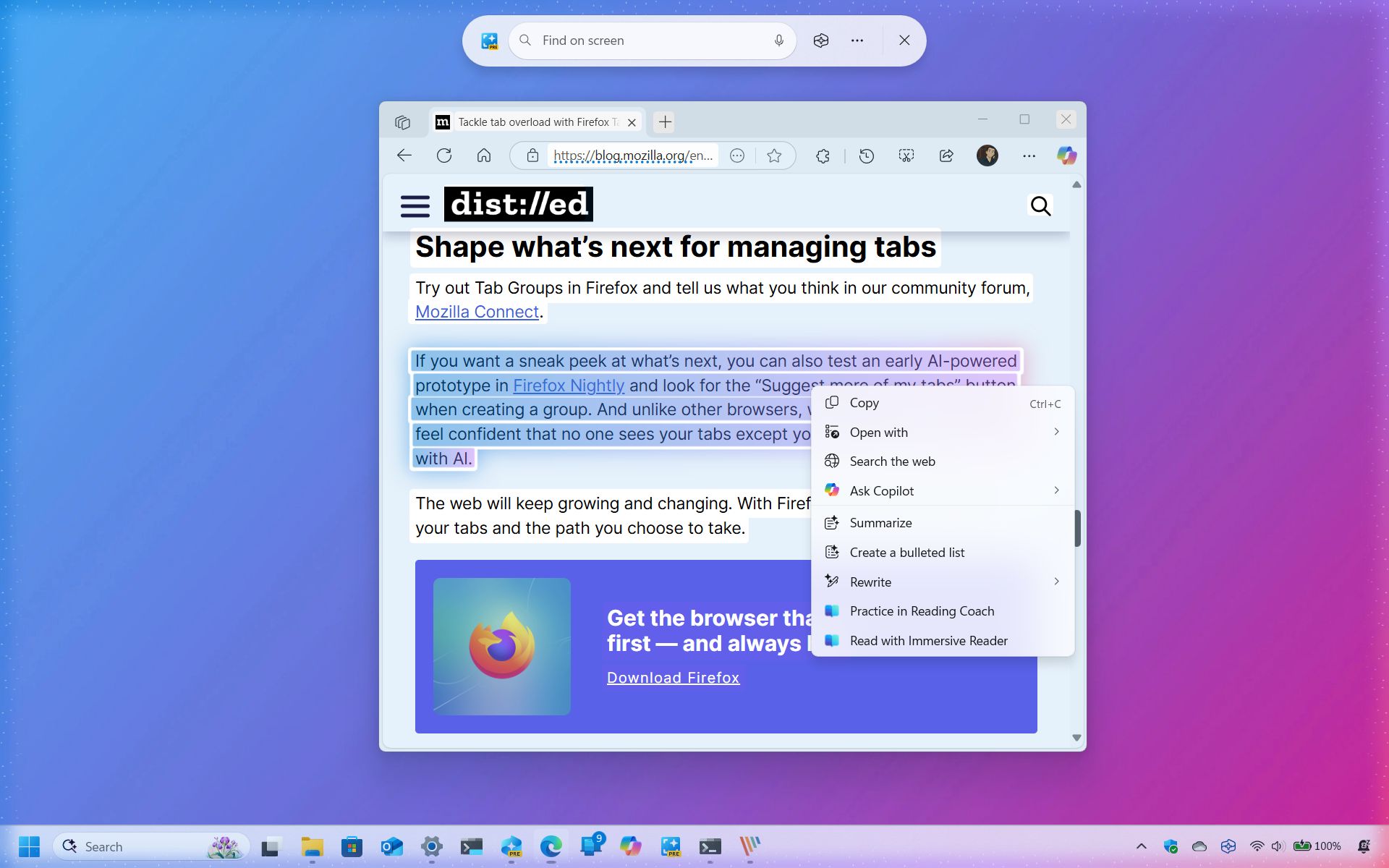 Windows 11 Click to Do