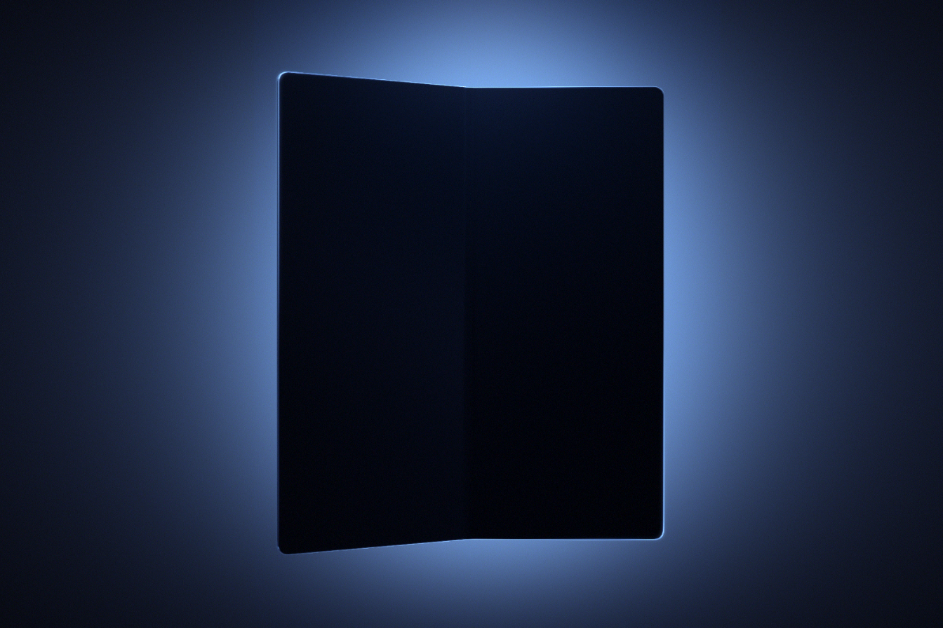 صورة تشويقية تظهر الخطوط العريضة لهاتف قابل للطي، من المتوقع أن يكون Galaxy Z Fold 7