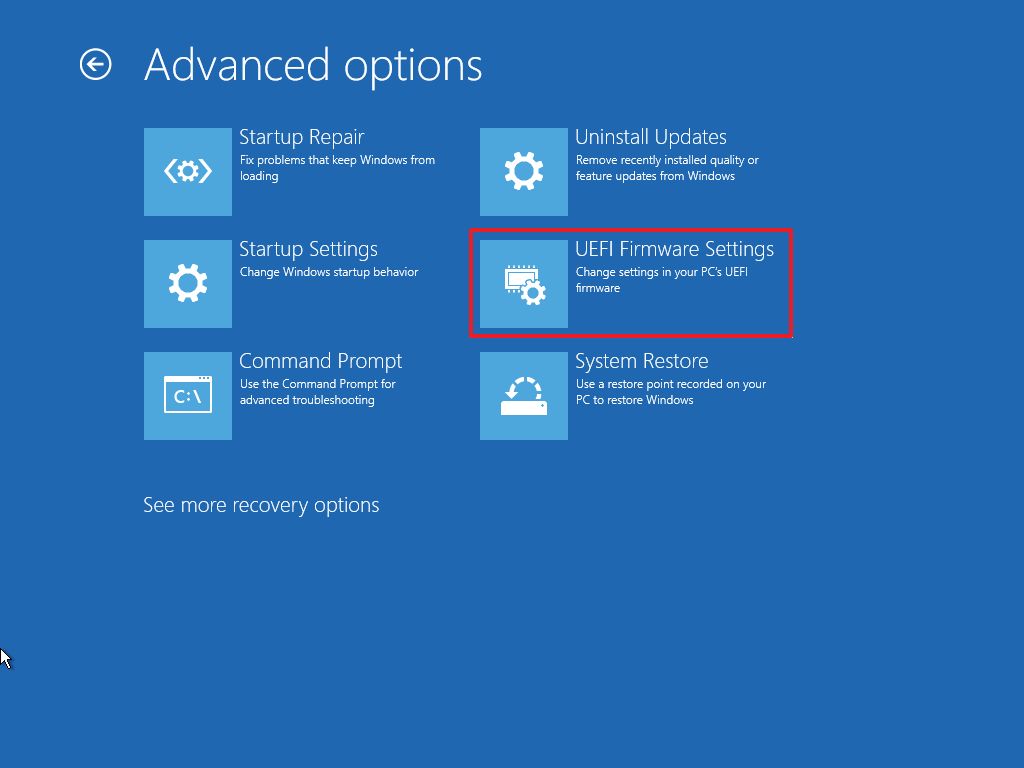 Open UEFI firmware settings