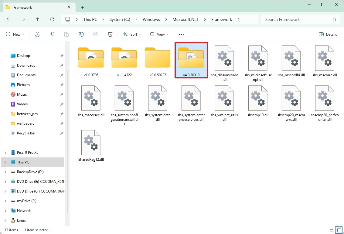 File Explorer Framework folder