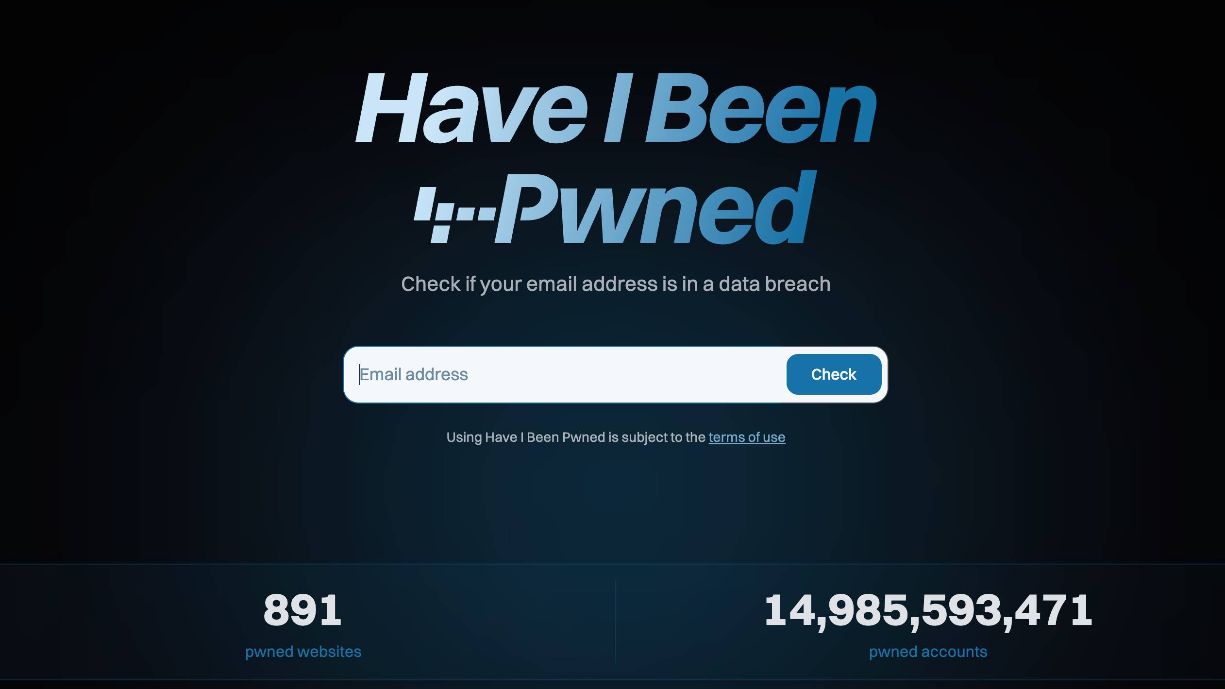 Screenshot of Have I Been Pwned website