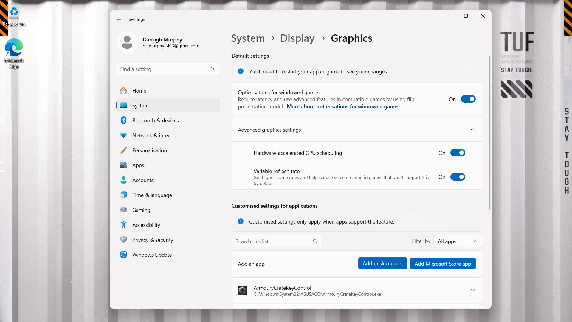 Screenshot of Windows 11 Graphics Settings