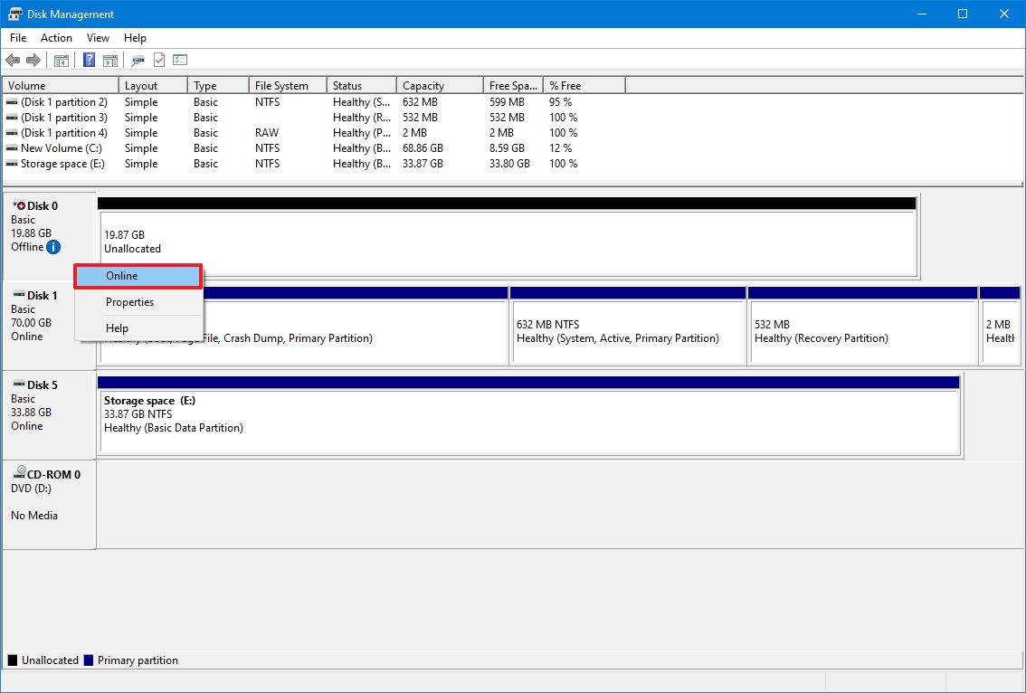 Windows 10 hard drive online