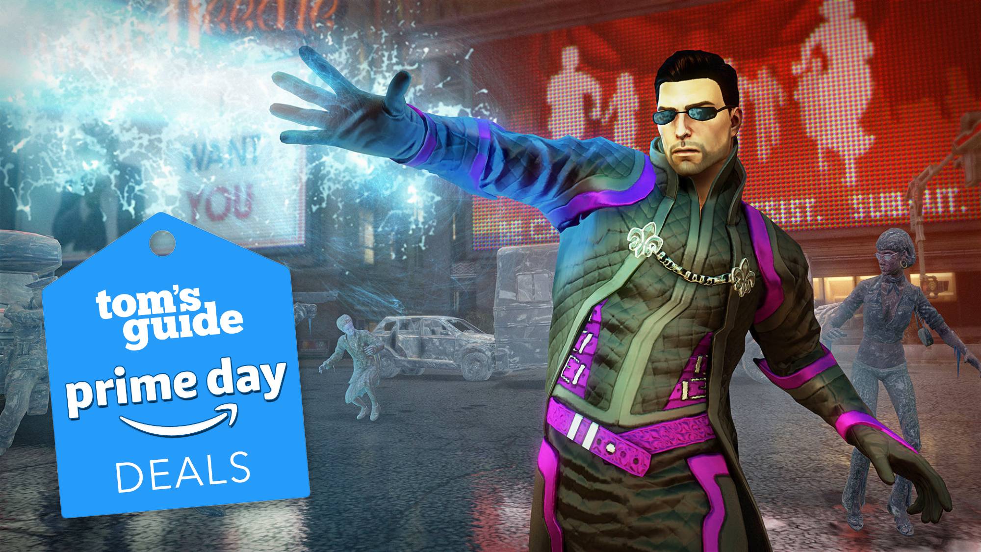 لقطة شاشة من Saints Row IV مع علامة صفقة Tom's Guide