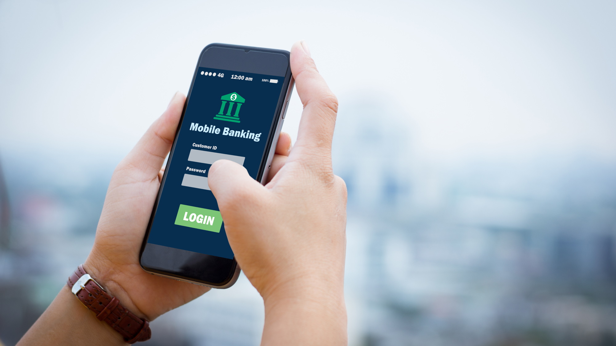 Person using mobile app for banking