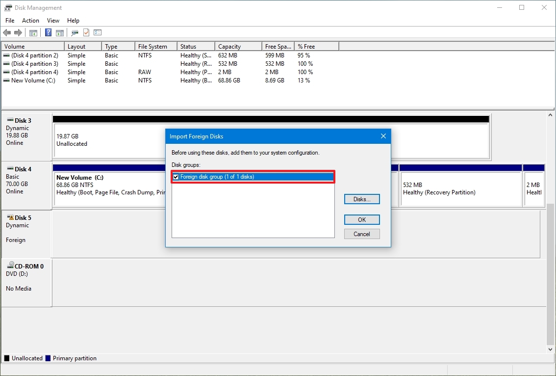 Fix dynamic disk not appear in File Explorer