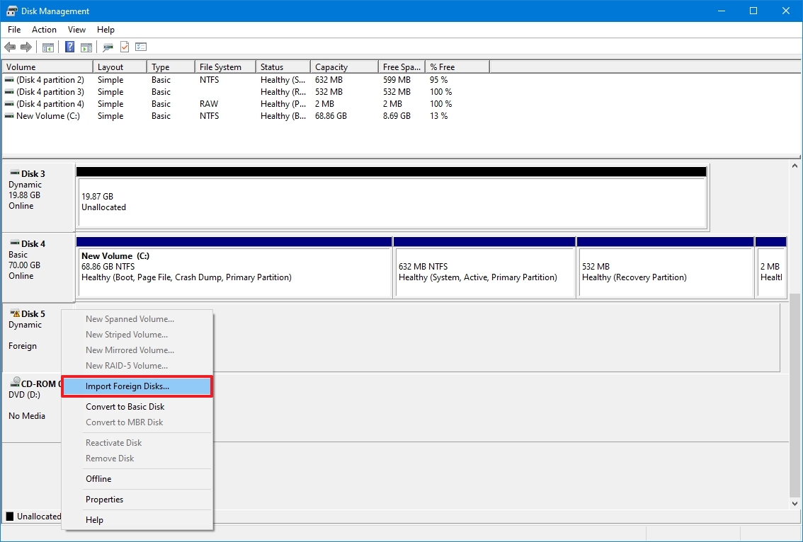 Import foreign disks option