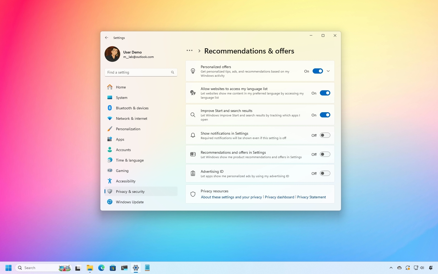 Windows 11 تعطيل الإعلانات