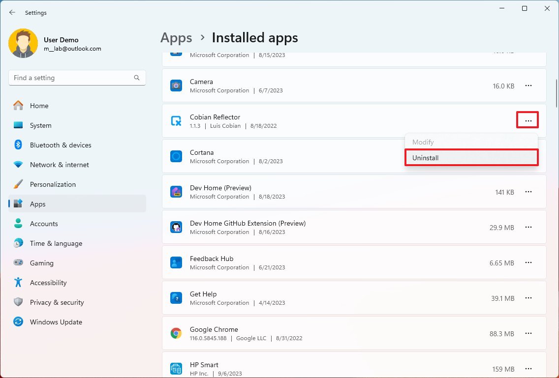 Windows 11 uninstall problematic app