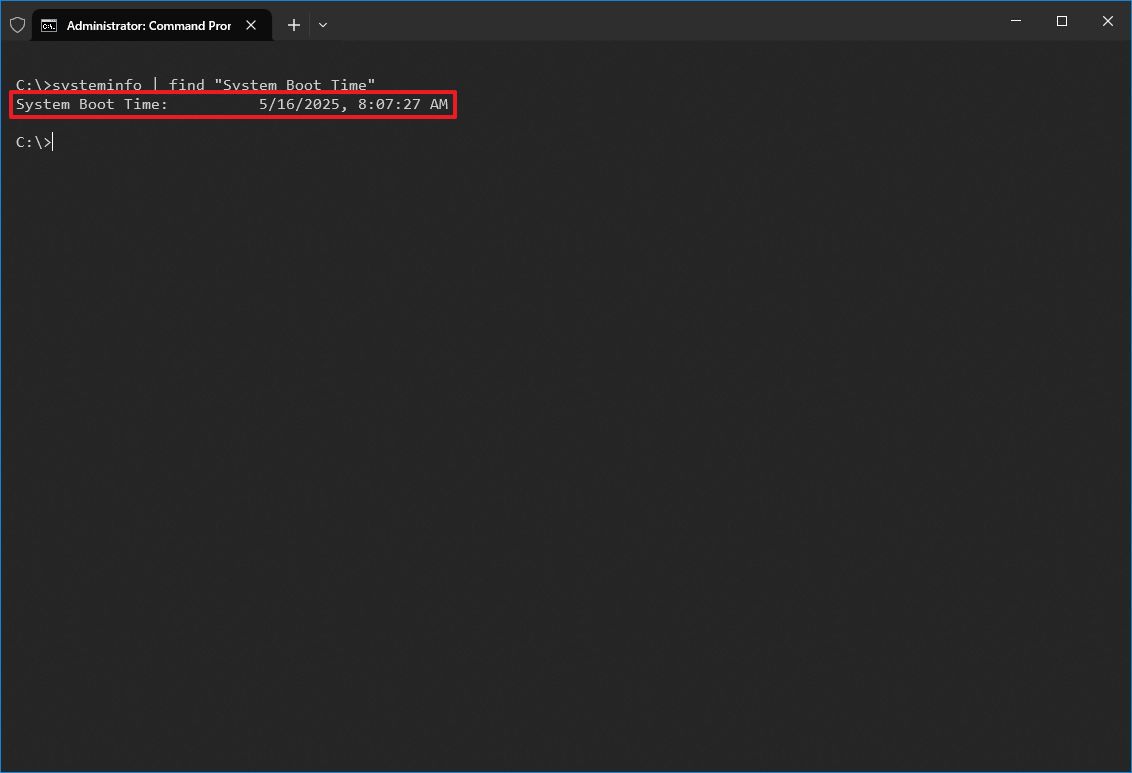System Information command check PC uptime