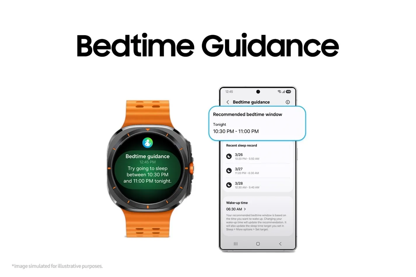 Bedtime Guidance screens from One UI 8 Watch