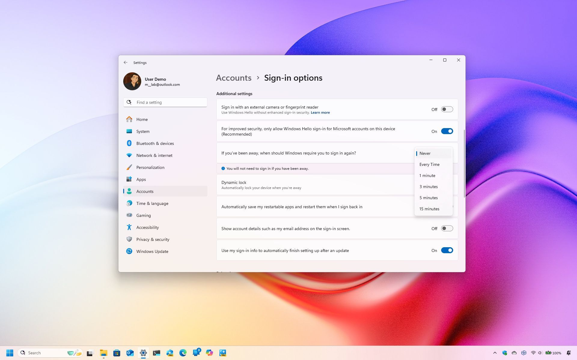 Windows 11 keep PC unlocked