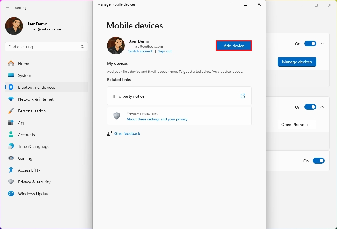 Add phone to mobile devices