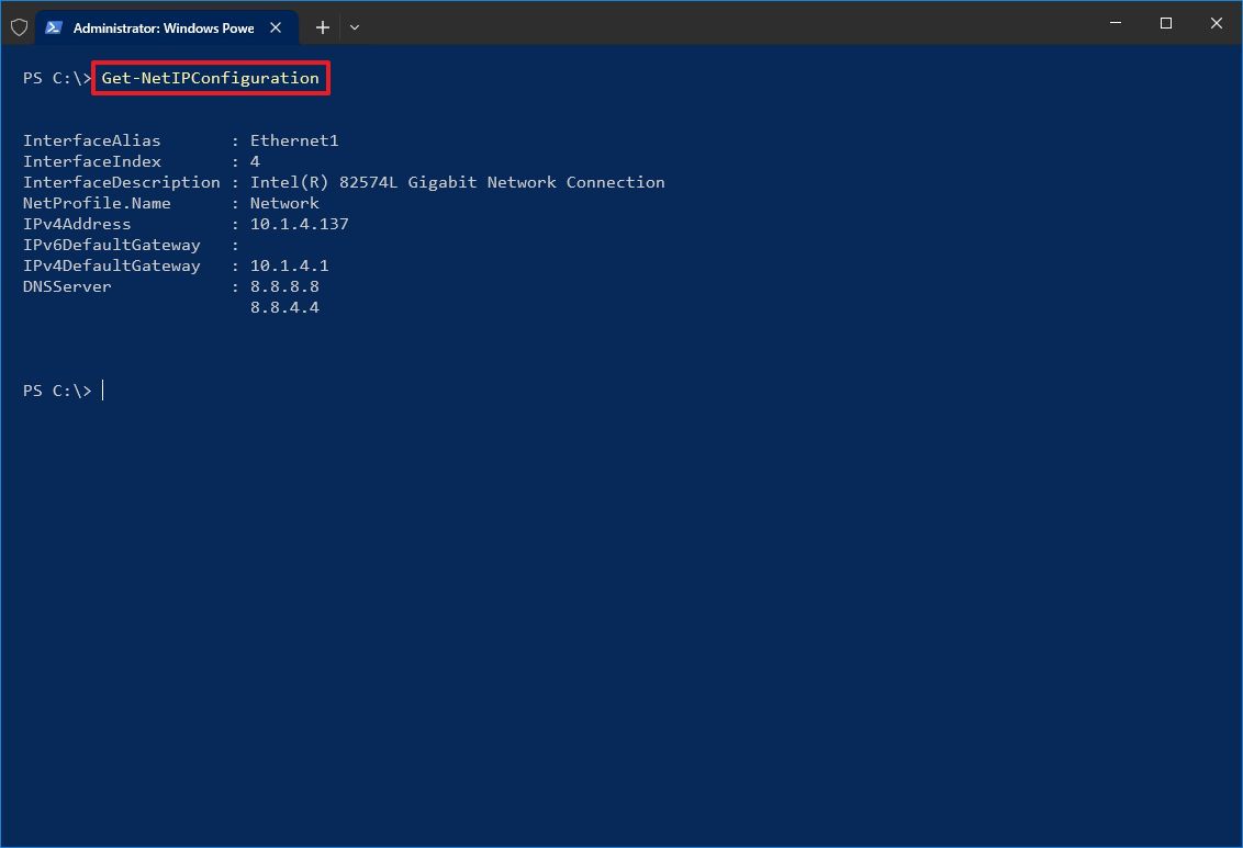 Get-NetIPConfiguration command