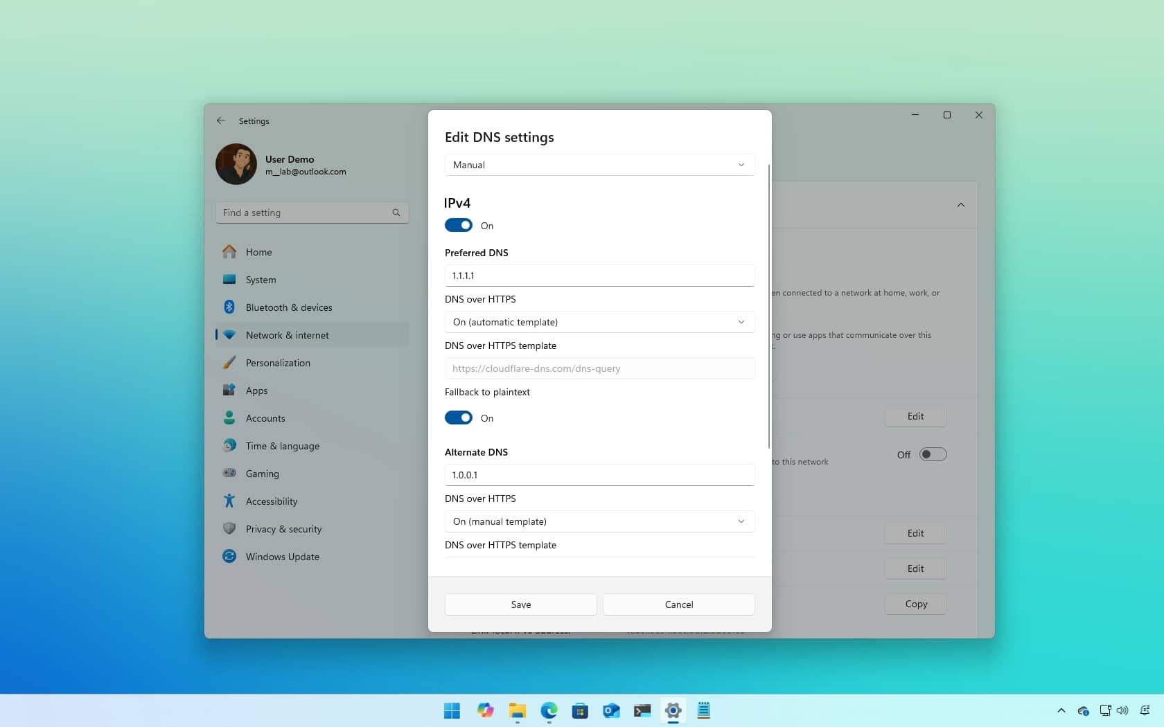 Windows 11 set DNS settings