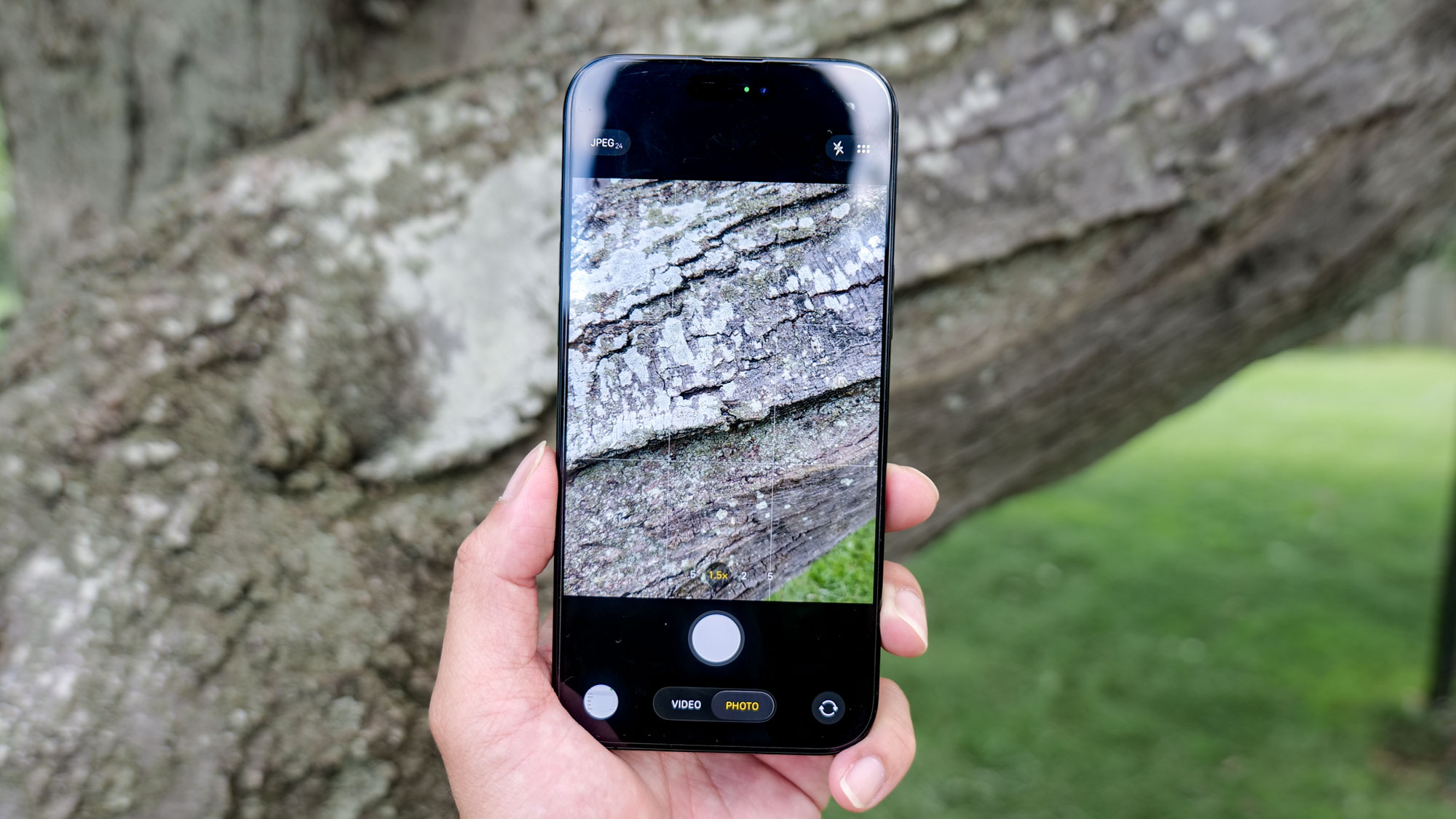 iPhone running iOS 26 camera app.