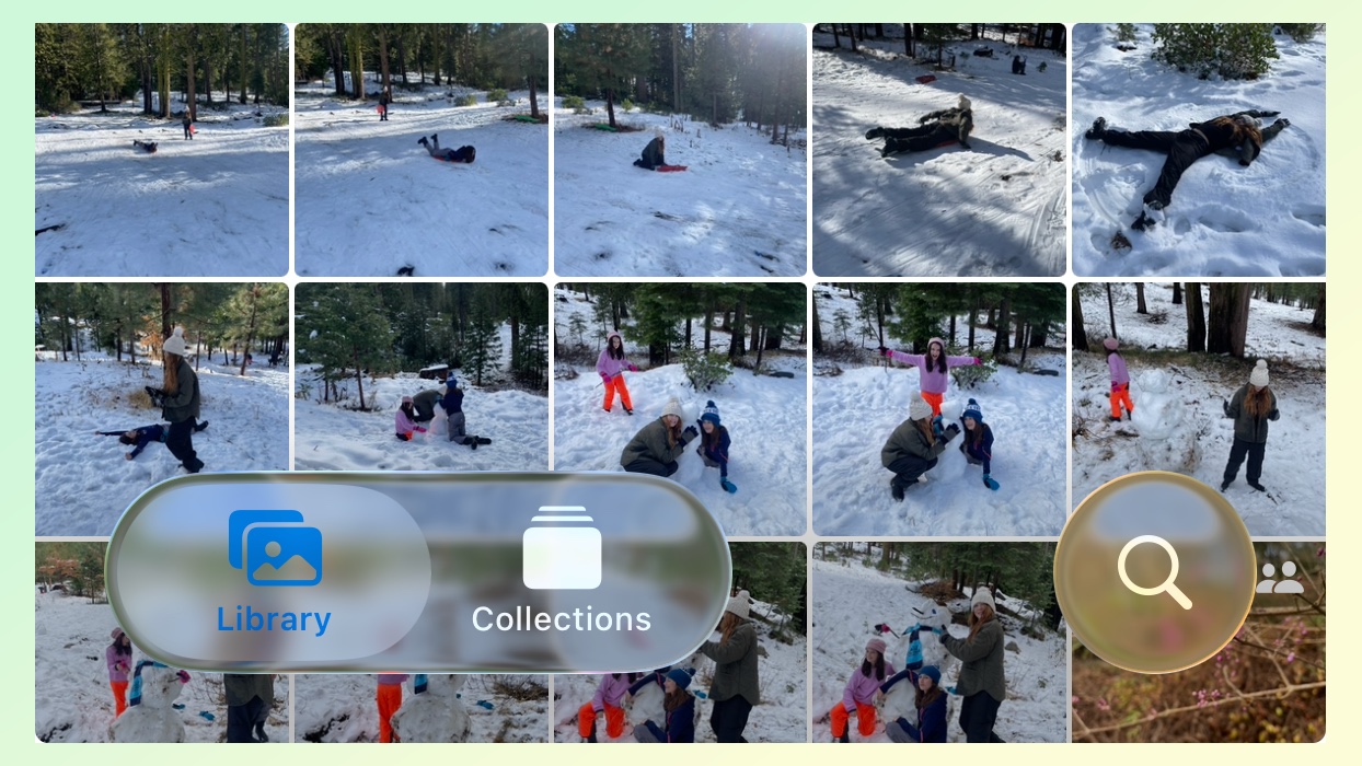 tab interface in iOS 26 photos