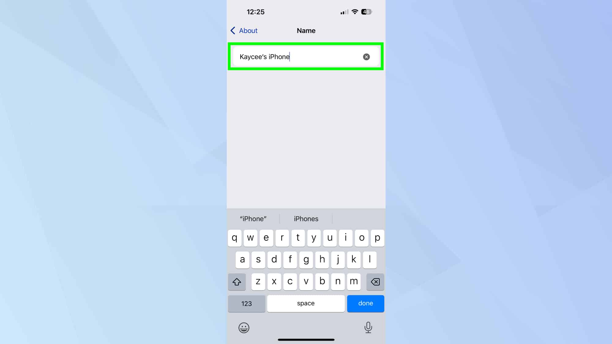 iPhone name being changed