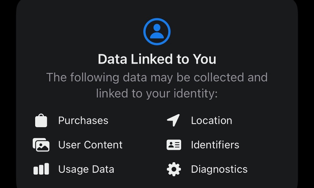 البيانات المرتبطة بك في App Store