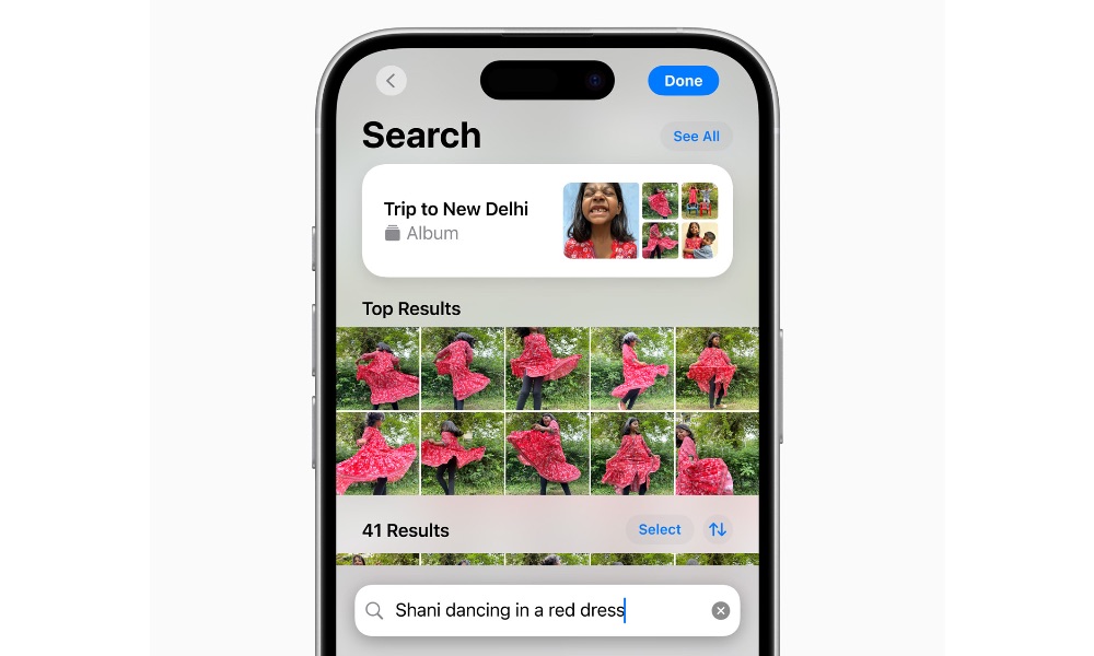 بحث باستخدام Apple Intelligence في تطبيق الصور