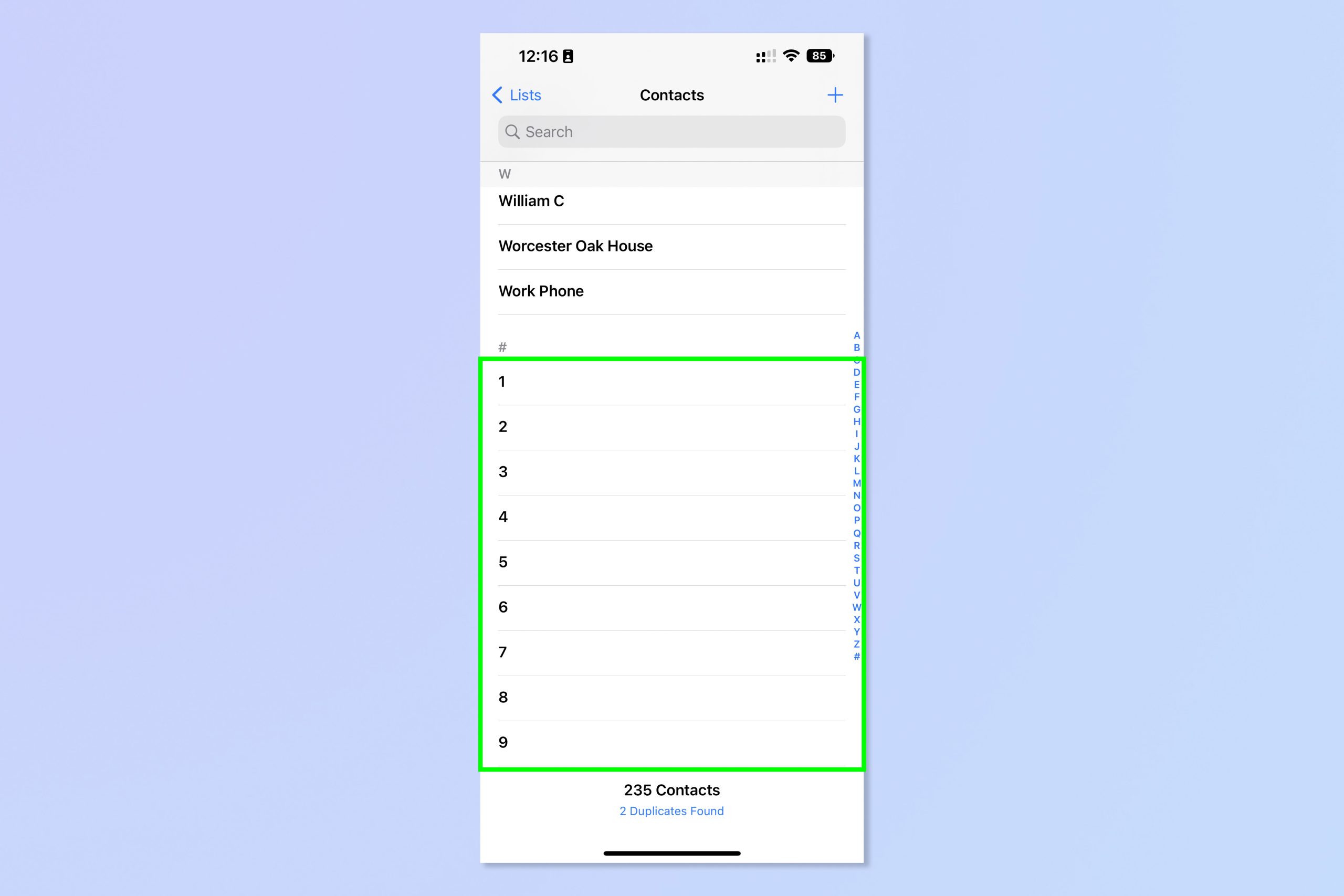 A screenshot showing the steps required to delete multiple contacts on iPhone