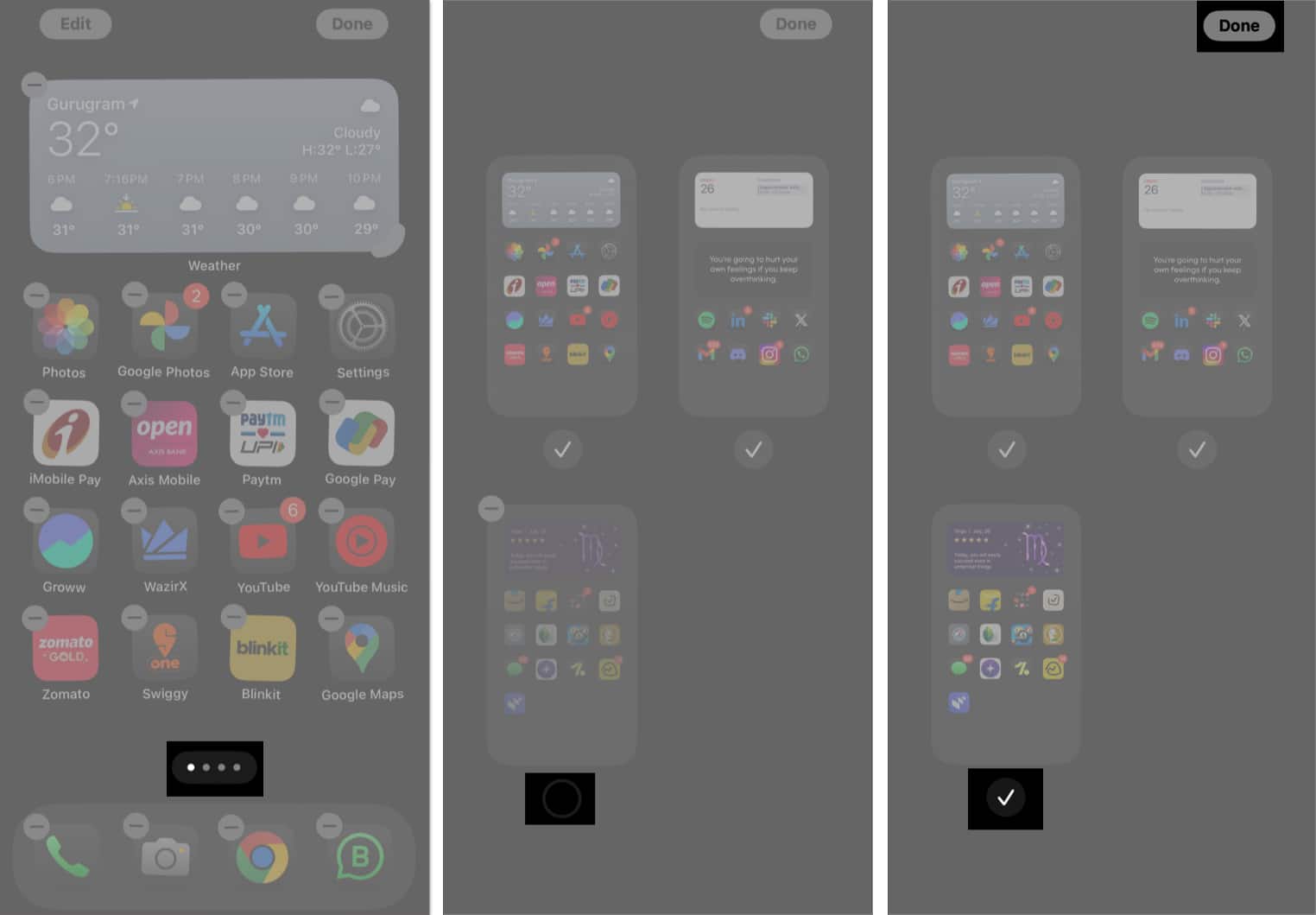 Checking hidden app pages on an iphone
