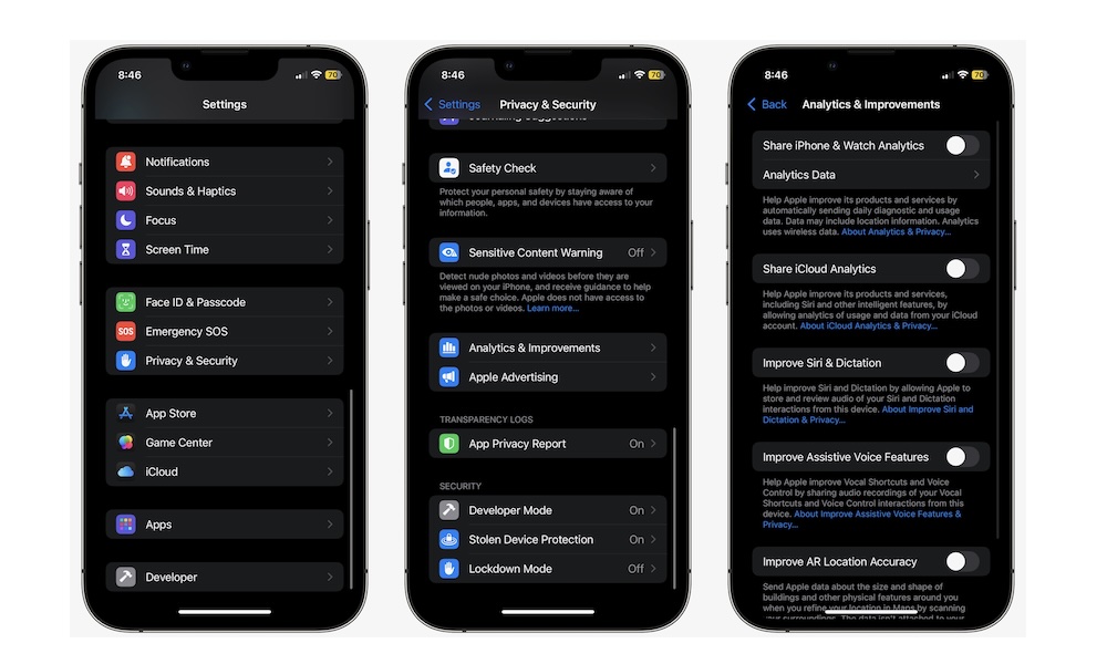 Disable Analytics Improvements on iOS 18