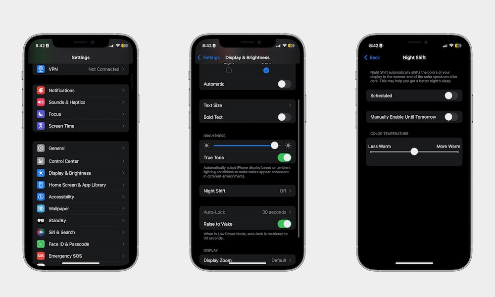 Display Settings iPhone