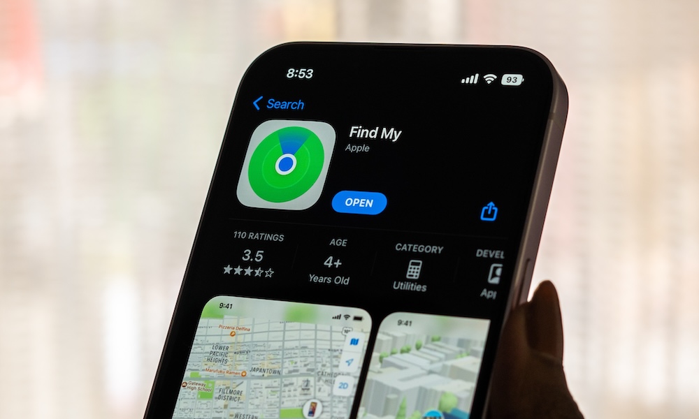 West Bangal, India February 20, 2023 : Apple Find my app on phone screen stock image.