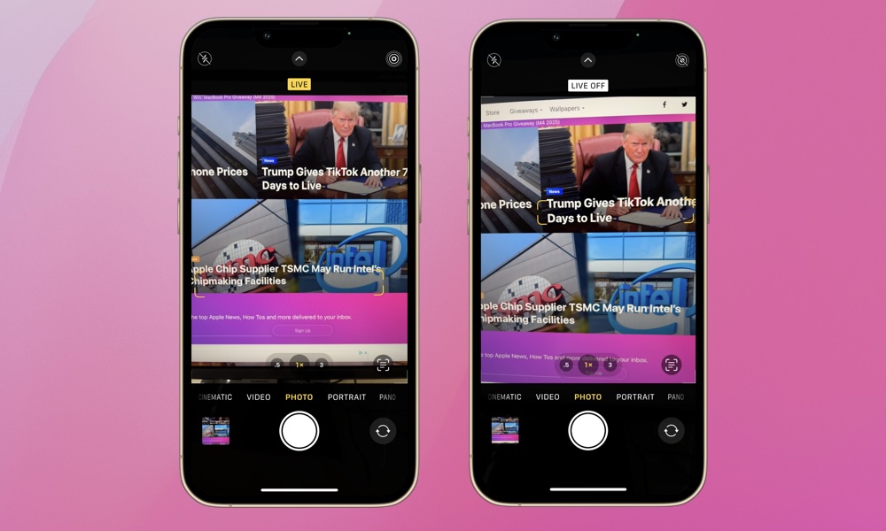 تشغيل وإيقاف الصور الحية