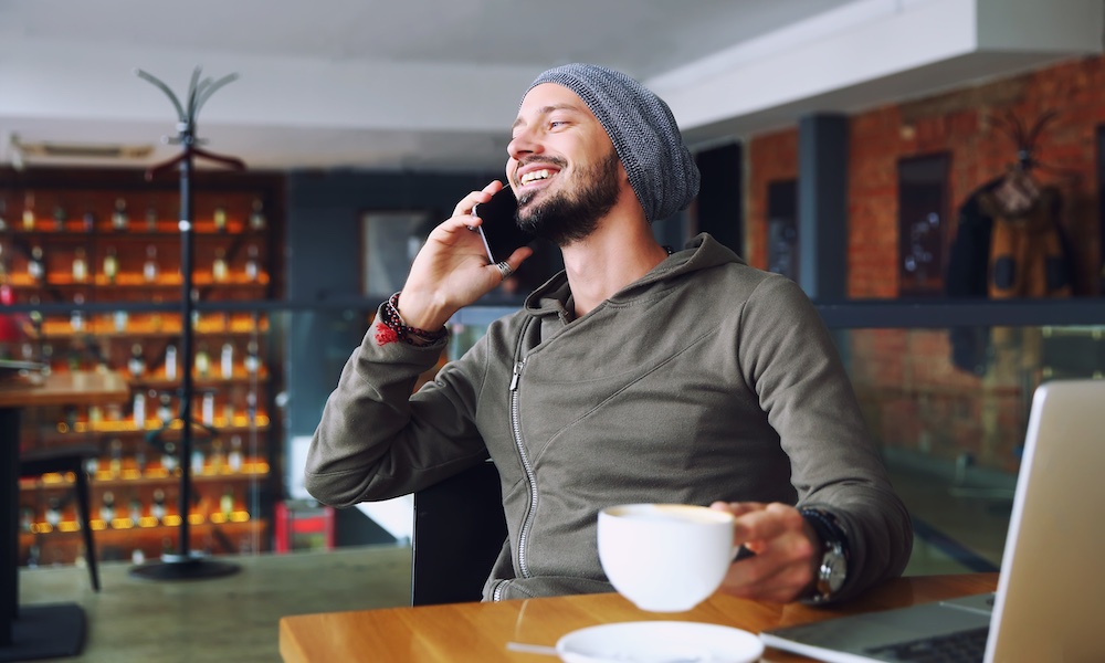 Man Talking on iPhone 6 Plus