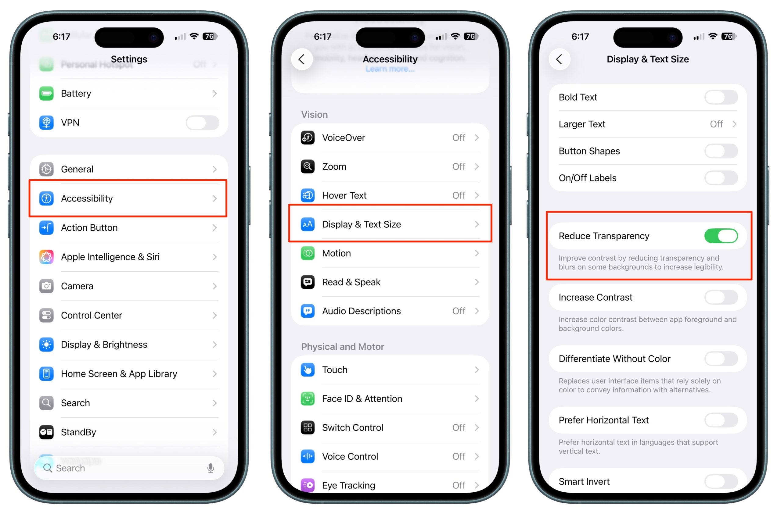 Reduce Transparency iOS 26