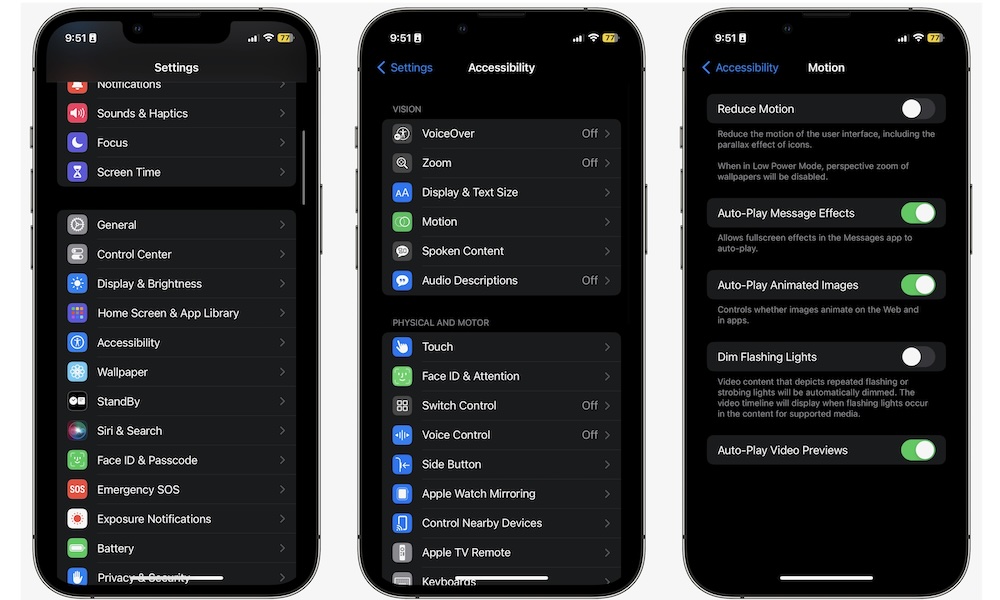 تقليل الحركة على iPhone