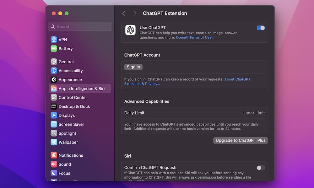 تشغيل ChatGPT على جهاز Mac