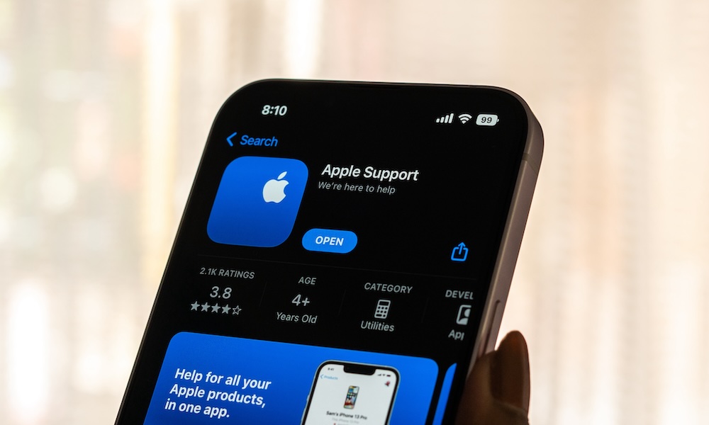 West Bangal, India February 20, 2023 : Apple support app on phone screen stock image.