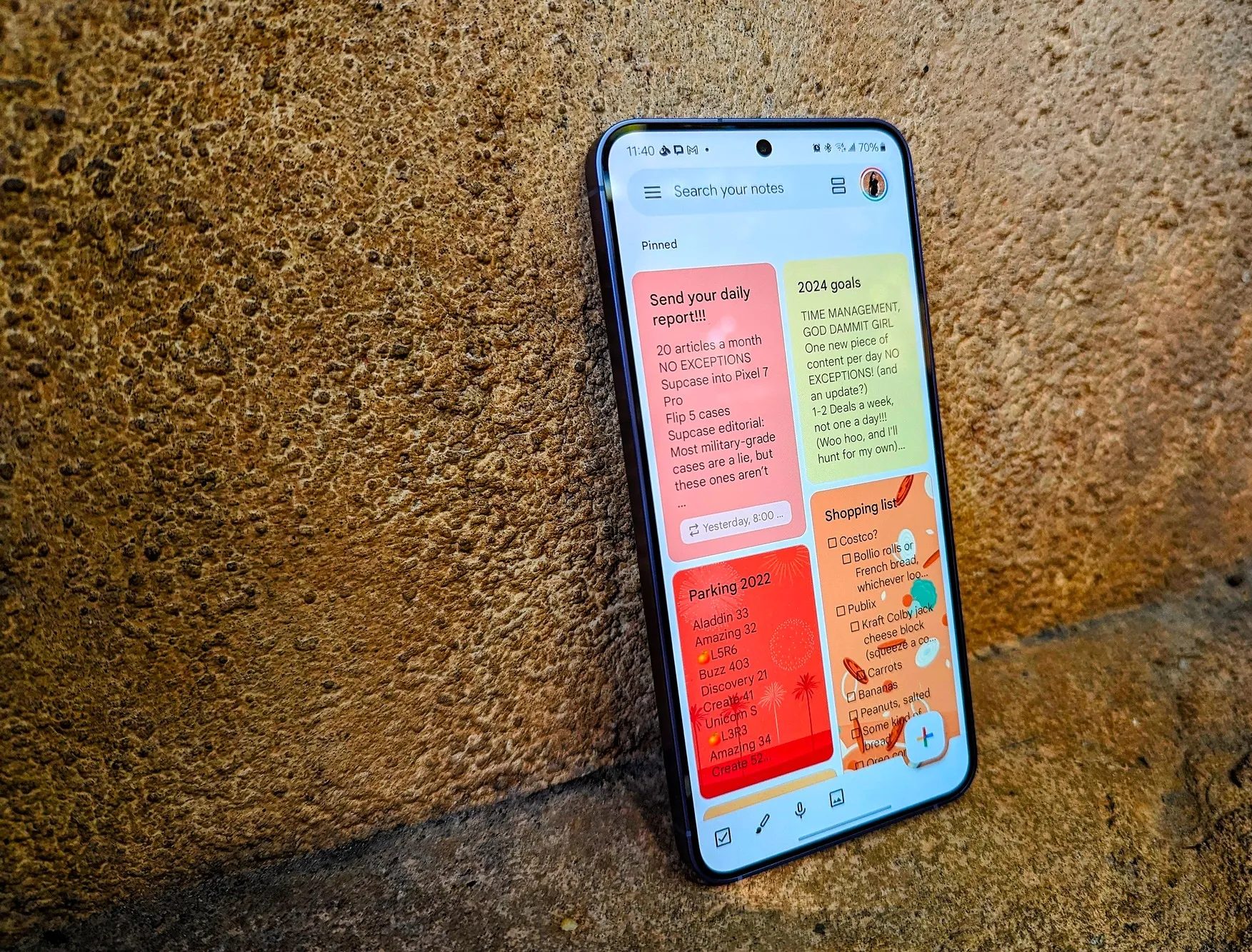 ملاحظات Google Keep تتضمن معلومات حساسة على جهاز Samsung Galaxy S24