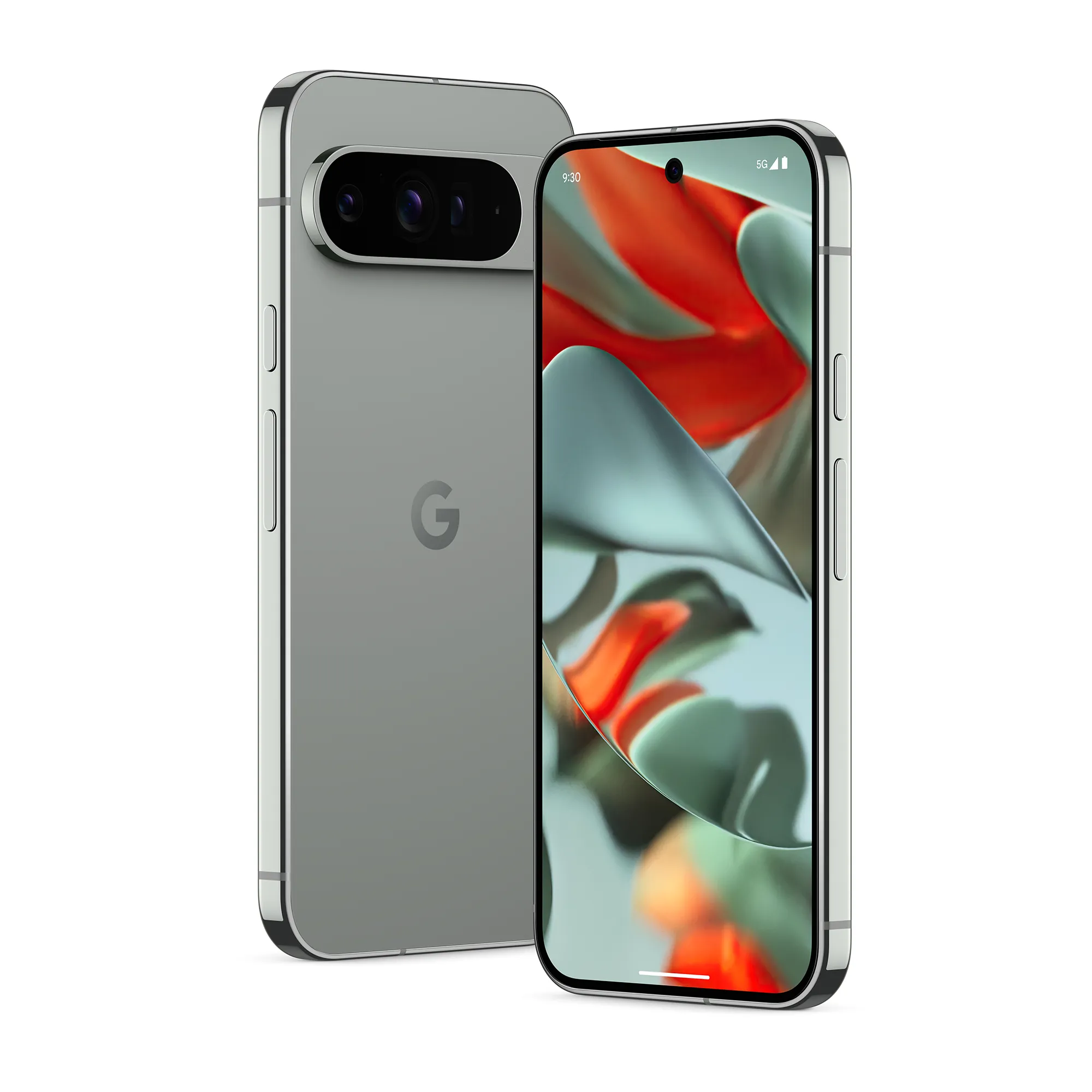 Render of the Google Pixel 9 Pro XL in hazel against a white background.