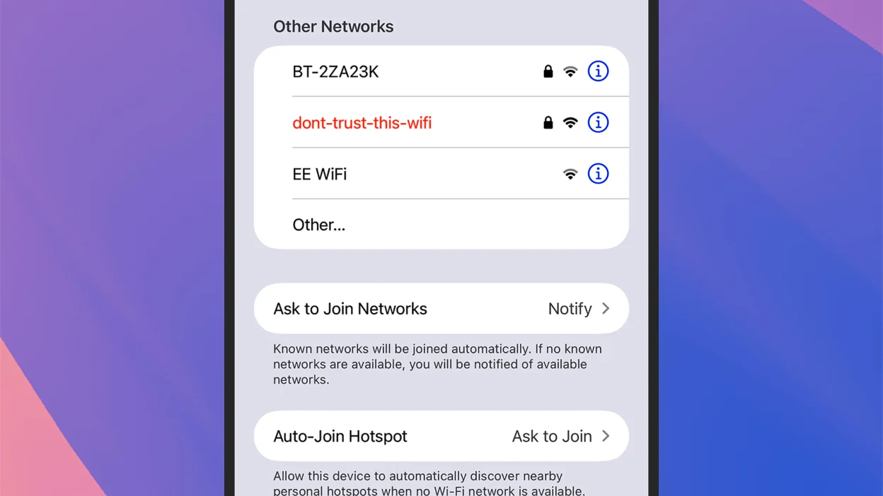 Wi-Fi network list